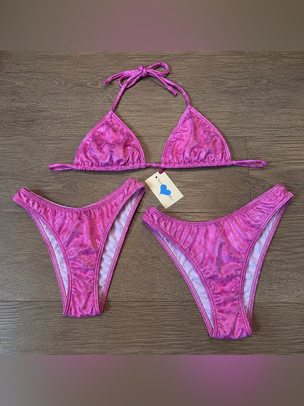 Bareminimale Pink Floral Bikini Set Bundle XS/S/M NWT Boutique Swim